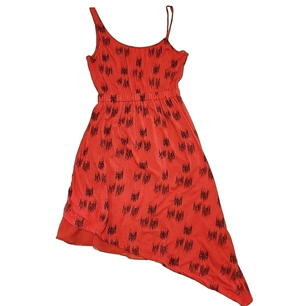 GENTLE FAWN ASSYMETRICAL ONE SHOULDER RED BLACK HIGH RISE MIDI DRESS SMALL